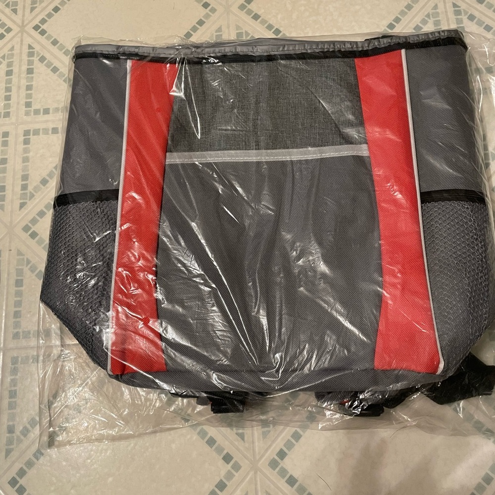 NEW IN PACKAGING Backpack cooler- in red and grey